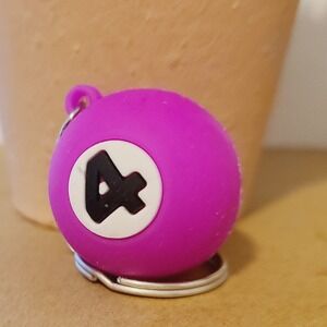 Purple Billiard Ball Number 4 Keychain Fun Accessory Unisex Collectible